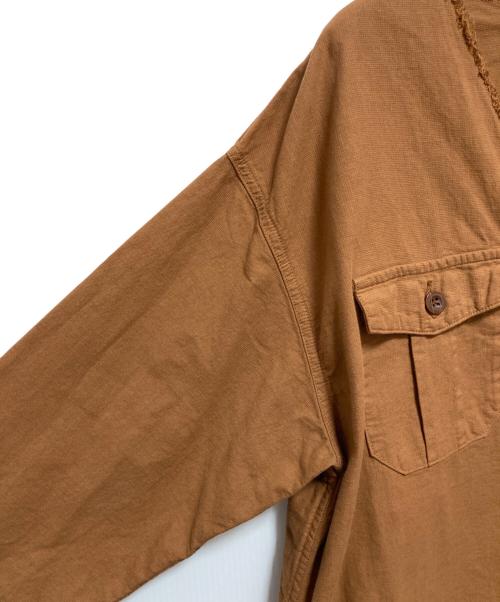 JOHNBULL（ジョンブル）Johnbull (ジョンブル) ノーカラーサファリシャツ ブラウン サイズ:FREEの古着・服飾アイテム
