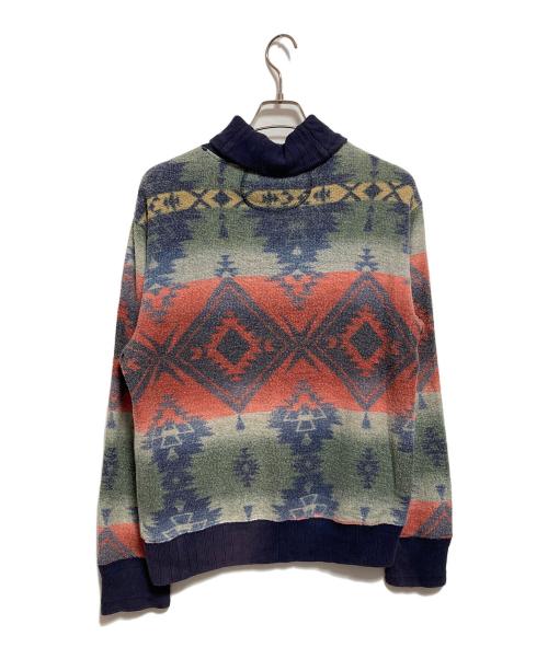 POLO RALPH LAUREN（ポロ・ラルフローレン）POLO RALPH LAUREN (ポロ・ラルフローレン) 90’ｓネイティブ柄ショールカラースウェット ネイビー×レッド サイズ:Lの古着・服飾アイテム