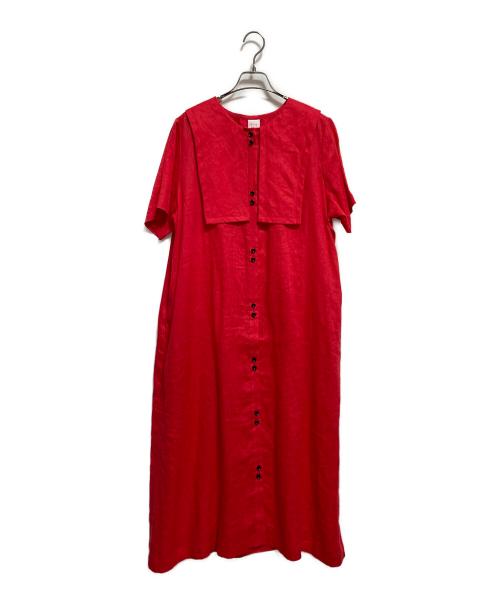 bulle de savon（ビュル デ サボン）bulle de savon (ビュル デ サボン) フレンチリネンセーラーカラーワンピース レッド サイズ:FREEの古着・服飾アイテム