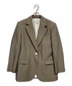 Sandroサンドロ）の古着「オーバーサイズ ストライプ テーラードジャケット」｜ベージュ