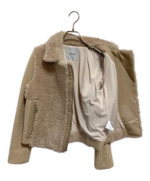 Leilian（レリアン）LEILIAN (レリアン) ニット切替ボアブルゾン ベージュ サイズ:7の古着・服飾アイテム