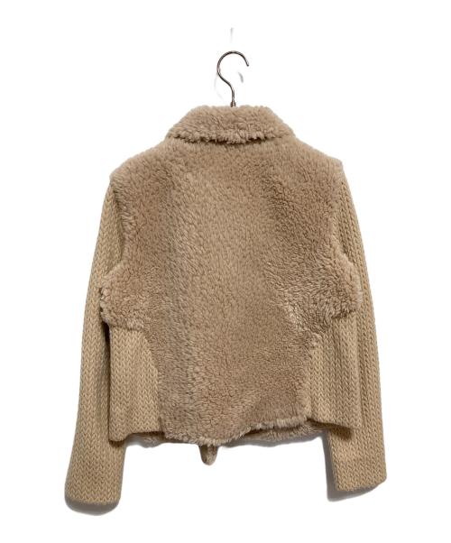 Leilian（レリアン）LEILIAN (レリアン) ニット切替ボアブルゾン ベージュ サイズ:7の古着・服飾アイテム