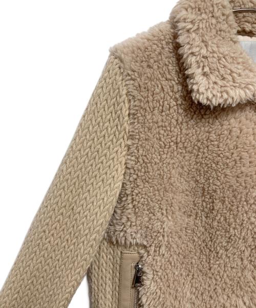Leilian（レリアン）LEILIAN (レリアン) ニット切替ボアブルゾン ベージュ サイズ:7の古着・服飾アイテム