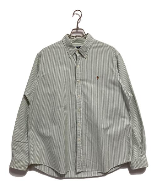 RALPH LAUREN（ラルフローレン）RALPH LAUREN (ラルフローレン) ストライプボタンダウンシャツ ホワイト×グリーン サイズ:XLの古着・服飾アイテム