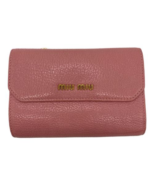 MIU MIU（ミュウミュウ）MIU MIU (ミュウミュウ) 3つ折り財布 ピンクの古着・服飾アイテム