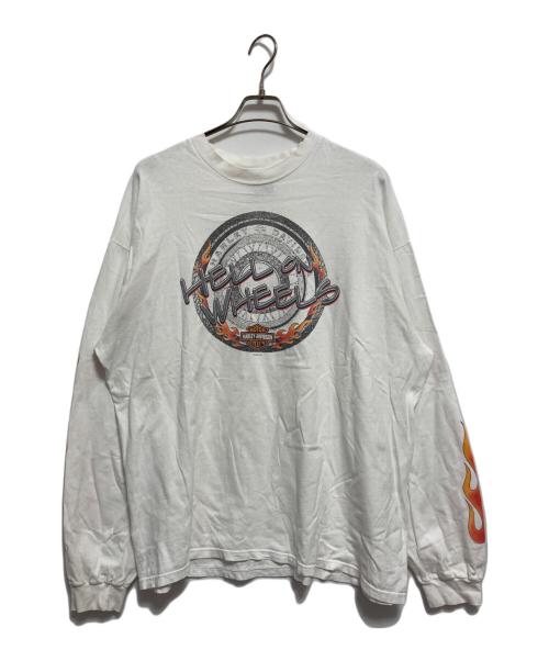 HARLEY-DAVIDSON（ハーレーダビッドソン）HARLEY-DAVIDSON (ハーレーダビッドソン) Hanes (ヘインズ) ロングスリーブカットソー ホワイト サイズ:XXLの古着・服飾アイテム