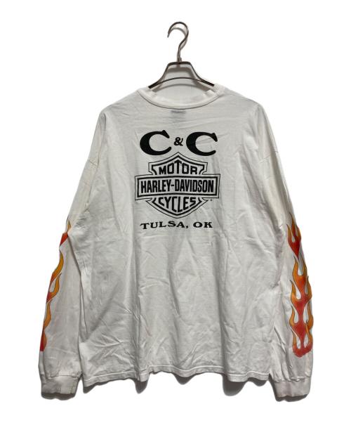 HARLEY-DAVIDSON（ハーレーダビッドソン）HARLEY-DAVIDSON (ハーレーダビッドソン) Hanes (ヘインズ) ロングスリーブカットソー ホワイト サイズ:XXLの古着・服飾アイテム
