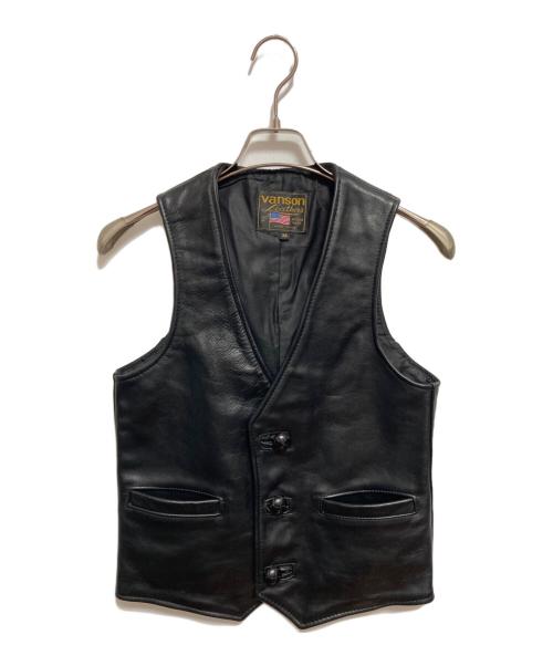 VANSON（バンソン）VANSON (バンソン) レザーベスト ブラック サイズ:34の古着・服飾アイテム