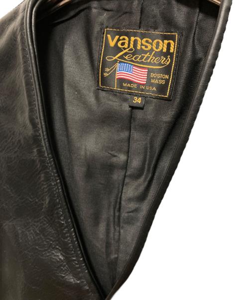 VANSON（バンソン）VANSON (バンソン) レザーベスト ブラック サイズ:34の古着・服飾アイテム