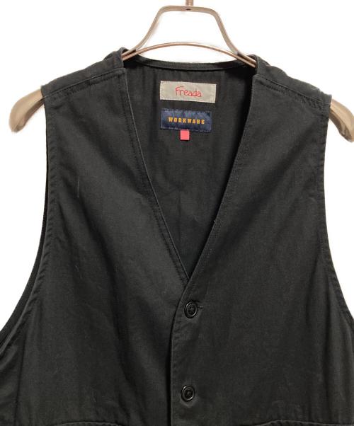 freada（フリーダ）Freada (フリーダ) WORK WEAR (ワークウェア) ミリタリーロングベスト ブラック サイズ:FREEの古着・服飾アイテム