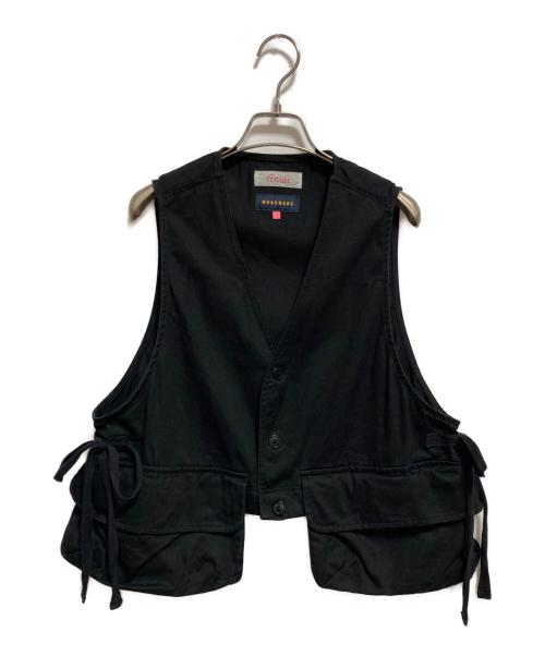 freada（フリーダ）Freada (フリーダ) WORK WEAR (ワークウェア) ミリタリーロングベスト ブラック サイズ:FREEの古着・服飾アイテム
