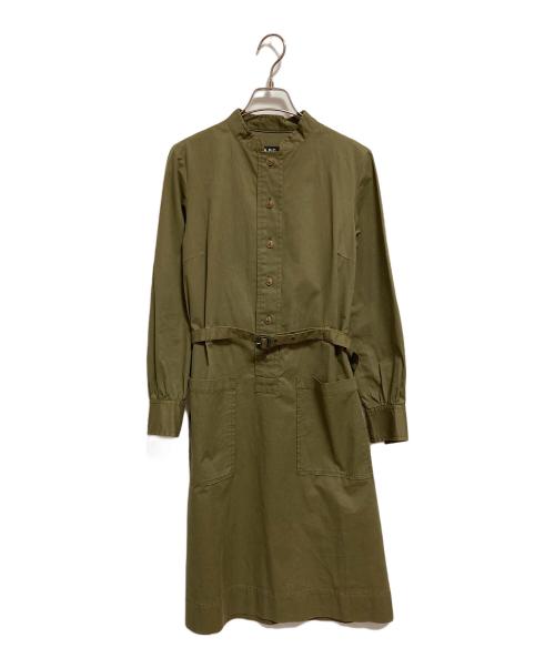 A.P.C.（アーペーセー）A.P.C. (アーペーセー) シャツワンピース カーキ サイズ:S（36）の古着・服飾アイテム