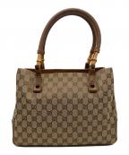 GUCCIグッチ）の古着「バンブーGGキャンバスハンドバッグ」｜ベージュ