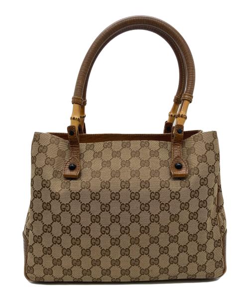 GUCCI（グッチ）GUCCI (グッチ) バンブーGGキャンバスハンドバッグ ベージュの古着・服飾アイテム