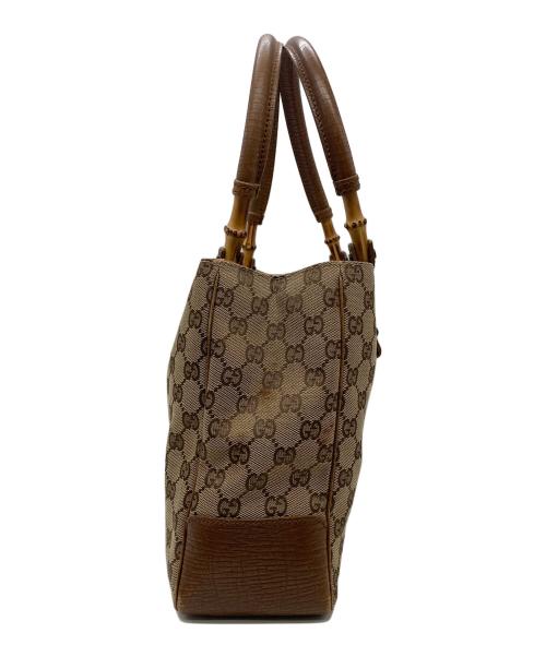 GUCCI（グッチ）GUCCI (グッチ) バンブーGGキャンバスハンドバッグ ベージュの古着・服飾アイテム