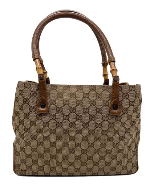 GUCCI（グッチ）GUCCI (グッチ) バンブーGGキャンバスハンドバッグ ベージュの古着・服飾アイテム