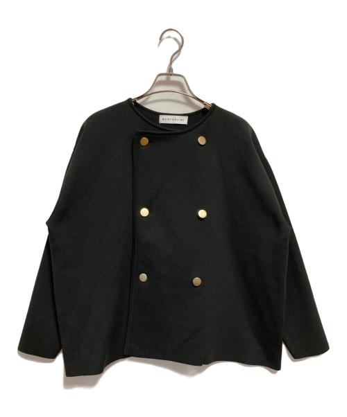 quaranciel（カランシエル）quaranciel (カランシエル) ニット ノーカラー ダブル ジャケット ブラック サイズ:FREEの古着・服飾アイテム