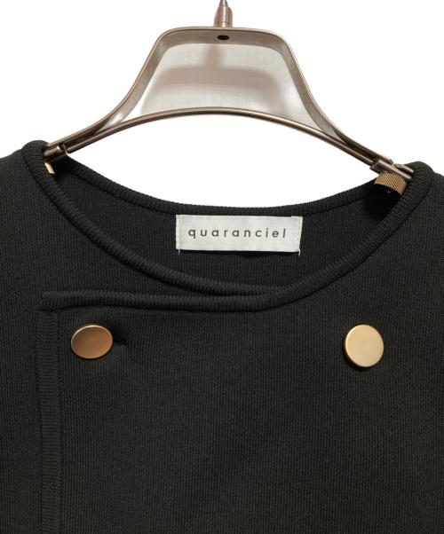quaranciel（カランシエル）quaranciel (カランシエル) ニット ノーカラー ダブル ジャケット ブラック サイズ:FREEの古着・服飾アイテム