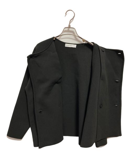 quaranciel（カランシエル）quaranciel (カランシエル) ニット ノーカラー ダブル ジャケット ブラック サイズ:FREEの古着・服飾アイテム