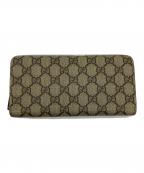 GUCCIグッチ）の古着「GGスプリーム ラウンドファスナー財布」｜グレー