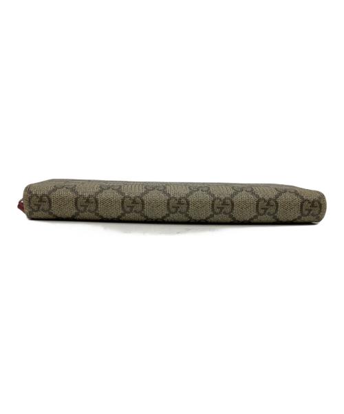 GUCCI（グッチ）GUCCI (グッチ) GGスプリーム ラウンドファスナー財布 グレーの古着・服飾アイテム