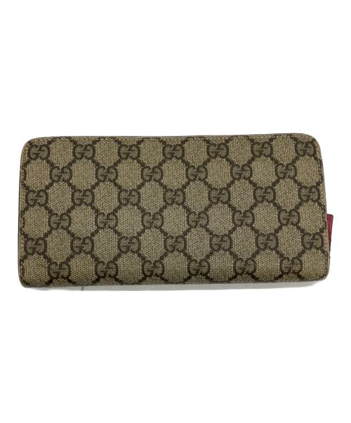 GUCCI（グッチ）GUCCI (グッチ) GGスプリーム ラウンドファスナー財布 グレーの古着・服飾アイテム