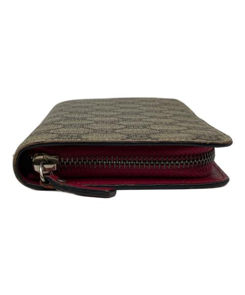 GUCCI（グッチ）GUCCI (グッチ) GGスプリーム ラウンドファスナー財布 グレーの古着・服飾アイテム