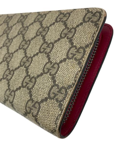 GUCCI（グッチ）GUCCI (グッチ) GGスプリーム ラウンドファスナー財布 グレーの古着・服飾アイテム