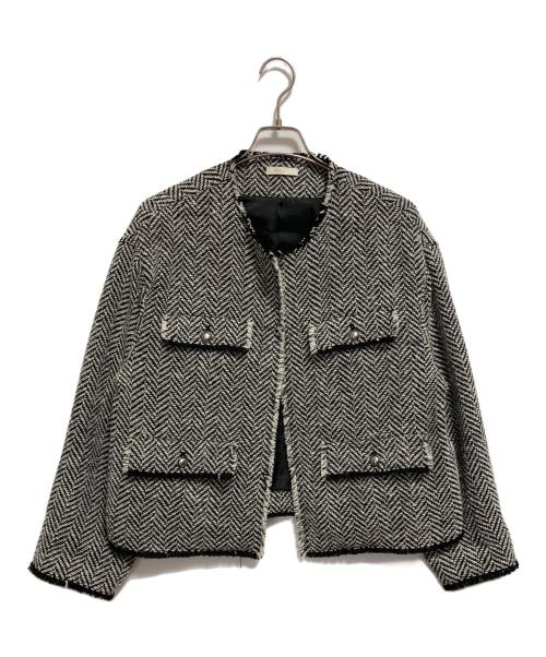 Loungedress（ラウンジドレス）Loungedress (ラウンジドレス) ツイードジャケット ブラック×ホワイト サイズ:FREEの古着・服飾アイテム