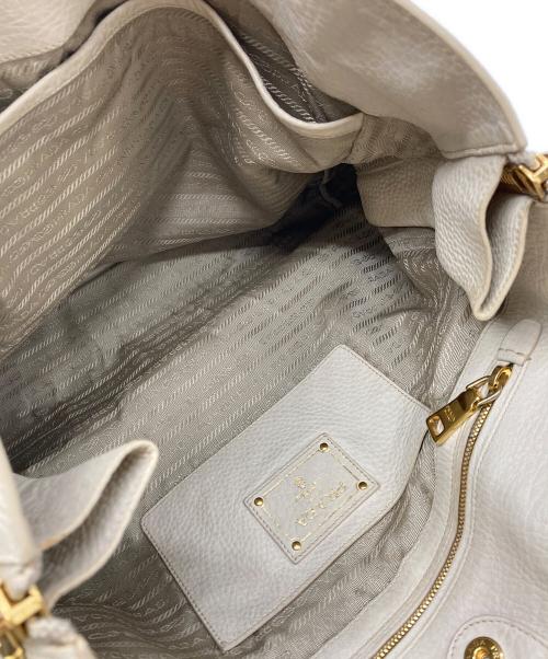 PRADA（プラダ）PRADA (プラダ) ヴィッテロダイノレザートートバッグ アイボリーの古着・服飾アイテム