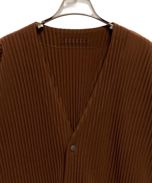 HOMME PLISSE ISSEY MIYAKE（オム プリッセ イッセイ ミヤケ）HOMME PLISSE ISSEY MIYAKE (オム プリッセ イッセイ ミヤケ) プリーツロングカーディガン ブラウン サイズ:2の古着・服飾アイテム