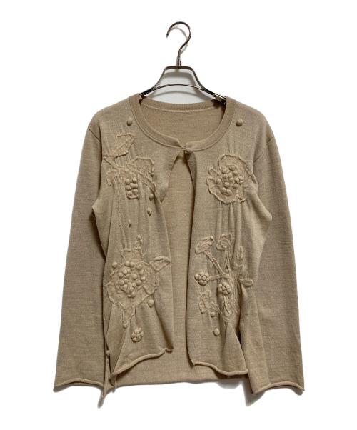 HaaT（ハート）Haat (ハート) デザインニットカーディガン ベージュ サイズ:2の古着・服飾アイテム