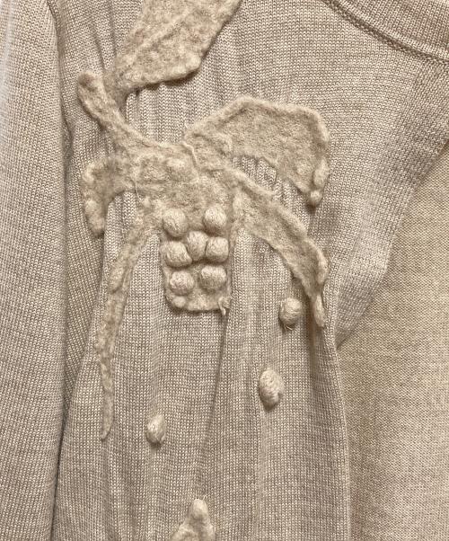 HaaT（ハート）Haat (ハート) デザインニットカーディガン ベージュ サイズ:2の古着・服飾アイテム