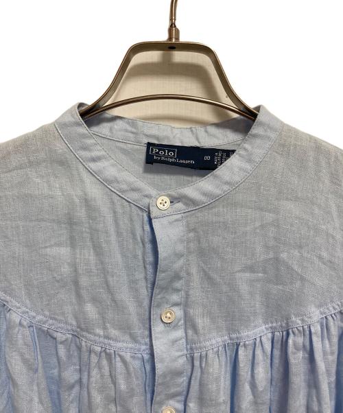 POLO RALPH LAUREN（ポロ・ラルフローレン）POLO RALPH LAUREN (ポロ・ラルフローレン) ドロストリネンブラウス ブルー サイズ:00の古着・服飾アイテム