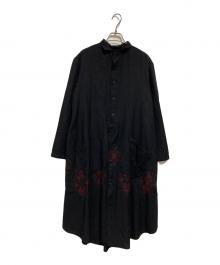 Y's（ワイズ）の古着「ウール刺繍シャツワンピース」｜ブラック