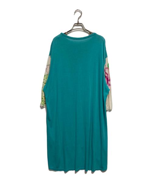 YOHJI YAMAMOTO（ヨウジヤマモト）YOHJI YAMAMOTO (ヨウジヤマモト) 14AW アートプリントTシャツワンピース ブルー サイズ:2の古着・服飾アイテム