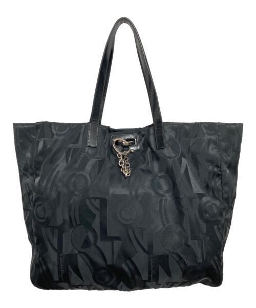 Salvatore Ferragamo（サルヴァトーレ フェラガモ）Salvatore Ferragamo (サルヴァトーレ フェラガモ) 総柄ナイロントートバッグ ブラックの古着・服飾アイテム