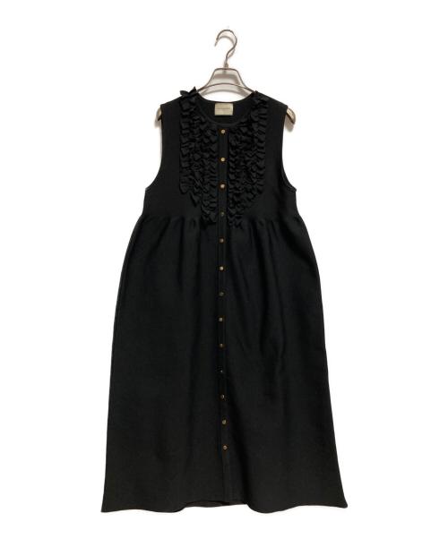 UNITED ARROWS（ユナイテッドアローズ）UNITED ARROWS (ユナイテッドアローズ) P フリル ノースリーブ ワンピース ブラック サイズ:-の古着・服飾アイテム