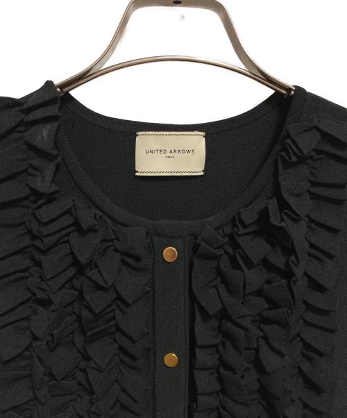 UNITED ARROWS（ユナイテッドアローズ）UNITED ARROWS (ユナイテッドアローズ) P フリル ノースリーブ ワンピース ブラック サイズ:-の古着・服飾アイテム