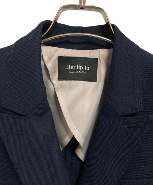 HER LIP TO（ハーリップトゥ）Her lip to (ハーリップトゥ) Double-breasted Twill Blazer ネイビー サイズ:Sの古着・服飾アイテム