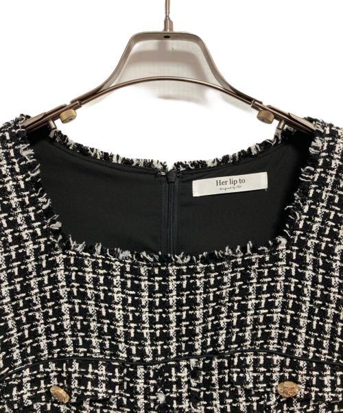 HER LIP TO（ハーリップトゥ）Her lip to (ハーリップトゥ) May Tweed Mini Dress ブラック サイズ:Sの古着・服飾アイテム