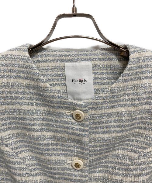 HER LIP TO（ハーリップトゥ）Her lip to (ハーリップトゥ) Louise Classic Tweed Jacket グレー×ホワイト サイズ:Sの古着・服飾アイテム