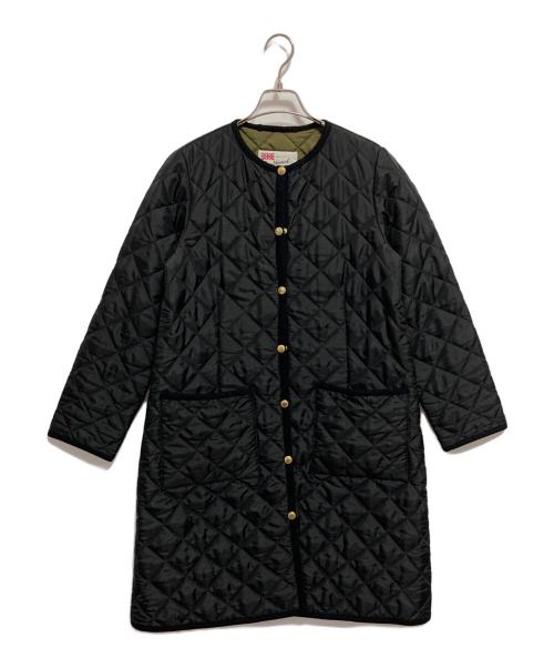 Traditional Weatherwear（トラディショナルウェザーウェア）Traditional Weatherwear (トラディショナルウェザーウェア) ARKLEY LONG キルティングノーカラーコート ブラック×オリーブ サイズ:36の古着・服飾アイテム
