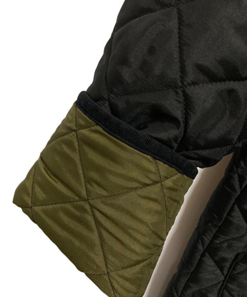 Traditional Weatherwear（トラディショナルウェザーウェア）Traditional Weatherwear (トラディショナルウェザーウェア) ARKLEY LONG キルティングノーカラーコート ブラック×オリーブ サイズ:36の古着・服飾アイテム