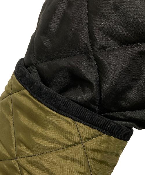 Traditional Weatherwear（トラディショナルウェザーウェア）Traditional Weatherwear (トラディショナルウェザーウェア) ARKLEY LONG キルティングノーカラーコート ブラック×オリーブ サイズ:36の古着・服飾アイテム