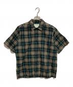 UNDERCOVERアンダーカバー）の古着「半袖チェックシャツ」｜ベージュ×グリーン