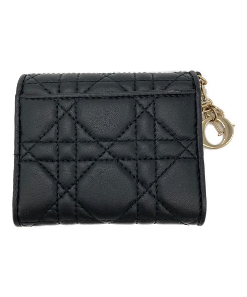 Christian Dior（クリスチャン ディオール）Christian Dior (クリスチャン ディオール) LADY DIOR ロータス コンパクトウォレット ブラックの古着・服飾アイテム