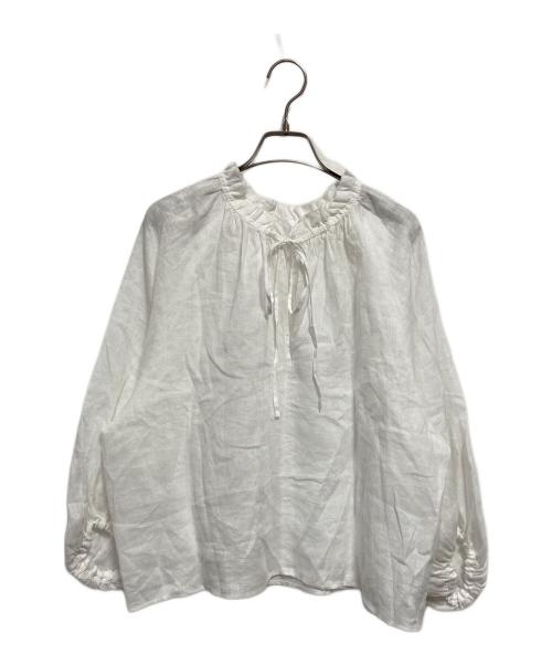 NOLLEY'S（ノーリーズ）NOLLEY'S (ノーリーズ) リネンフリル衿ブラウス ホワイト サイズ:FREEの古着・服飾アイテム