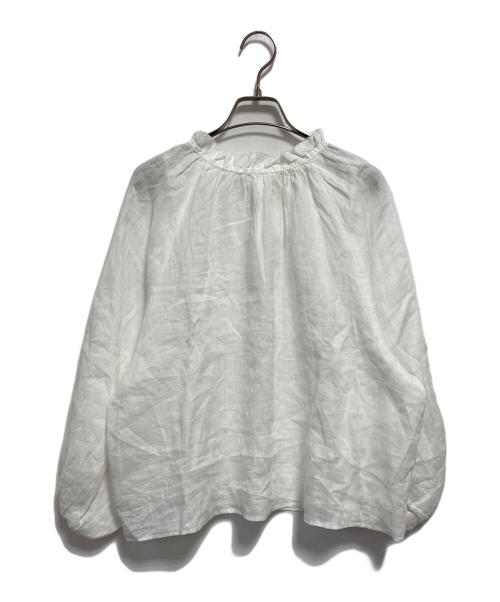 NOLLEY'S（ノーリーズ）NOLLEY'S (ノーリーズ) リネンフリル衿ブラウス ホワイト サイズ:FREEの古着・服飾アイテム