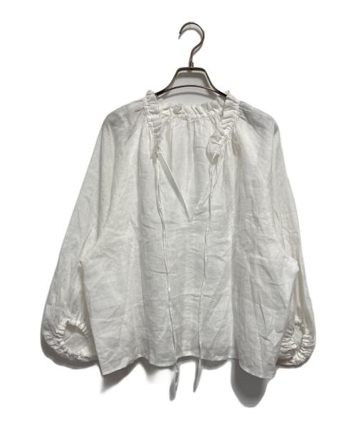 NOLLEY'S（ノーリーズ）NOLLEY'S (ノーリーズ) リネンフリル衿ブラウス ホワイト サイズ:FREEの古着・服飾アイテム